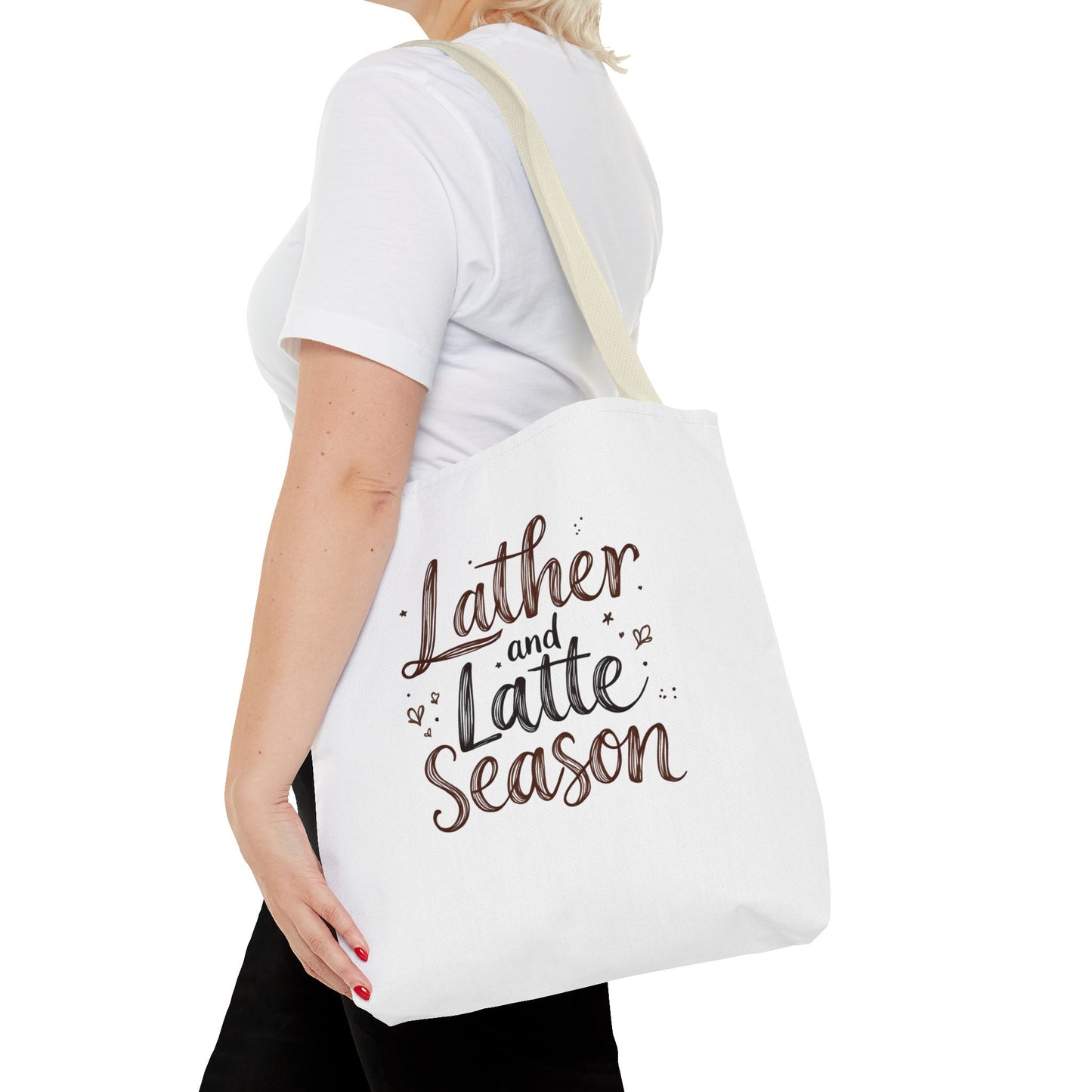 Lather and Latte Season Cute Tote Bag (AOP) Small Soap Business Merch