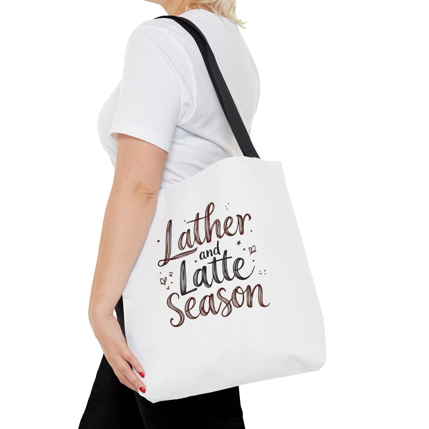Lather and Latte Season Cute Tote Bag (AOP) Small Soap Business Merch