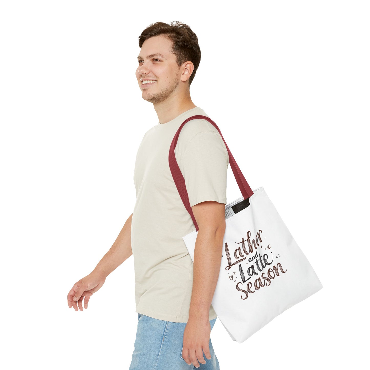Lather and Latte Season Cute Tote Bag (AOP) Small Soap Business Merch