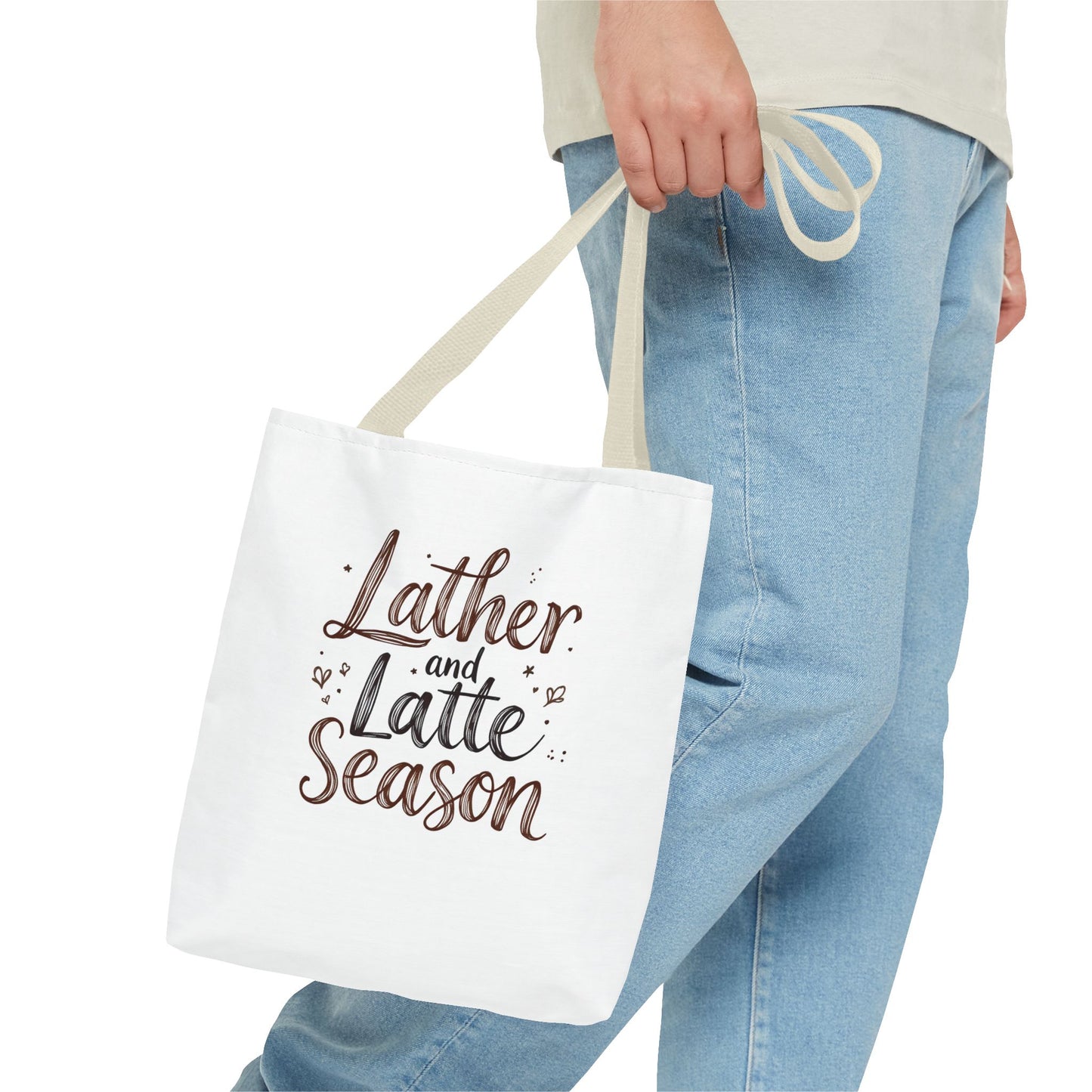 Lather and Latte Season Cute Tote Bag (AOP) Small Soap Business Merch