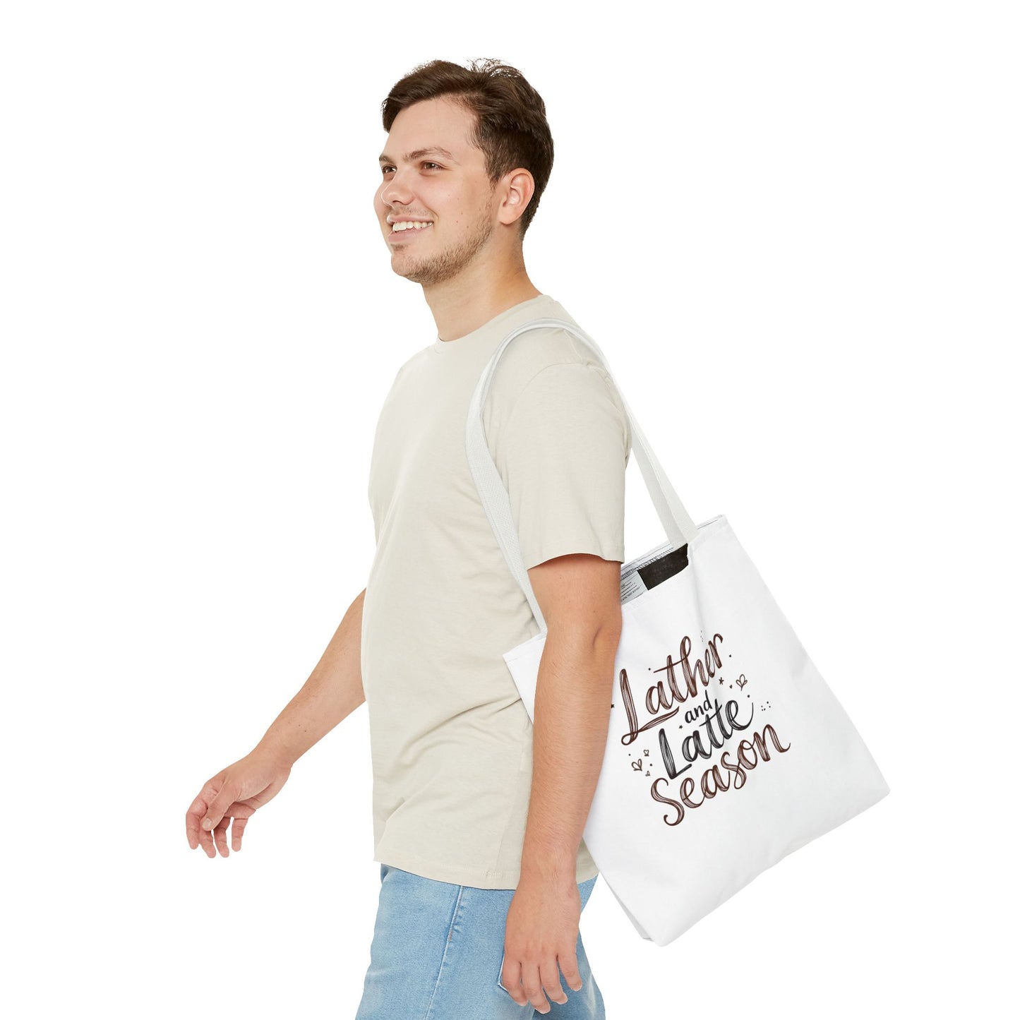 Lather and Latte Season Cute Tote Bag (AOP) Small Soap Business Merch