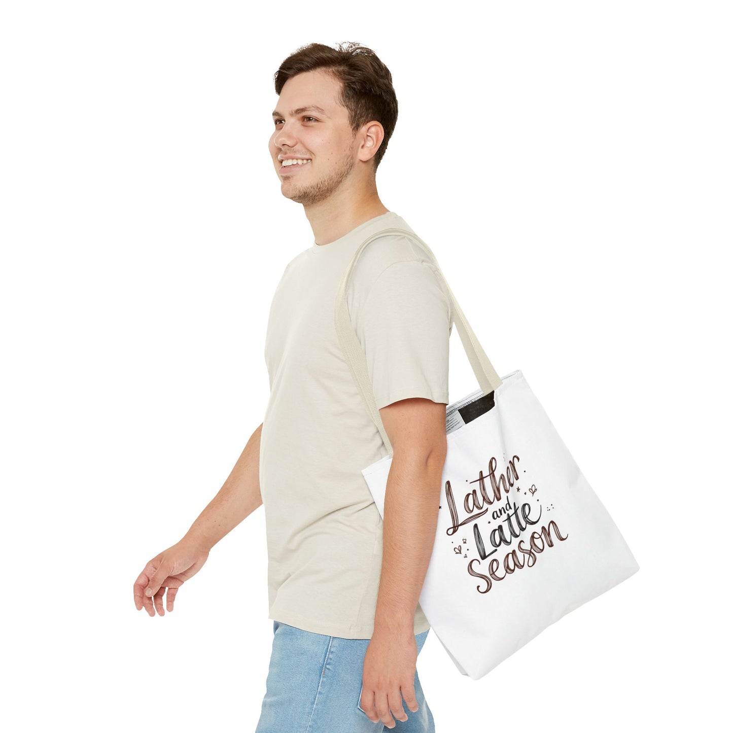 Lather and Latte Season Cute Tote Bag (AOP) Small Soap Business Merch