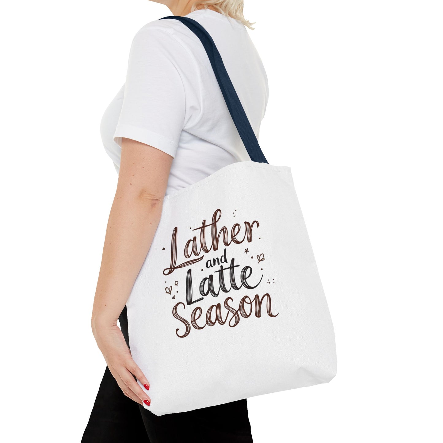 Lather and Latte Season Cute Tote Bag (AOP) Small Soap Business Merch