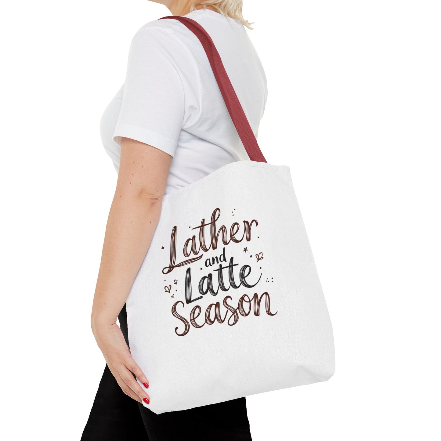Lather and Latte Season Cute Tote Bag (AOP) Small Soap Business Merch