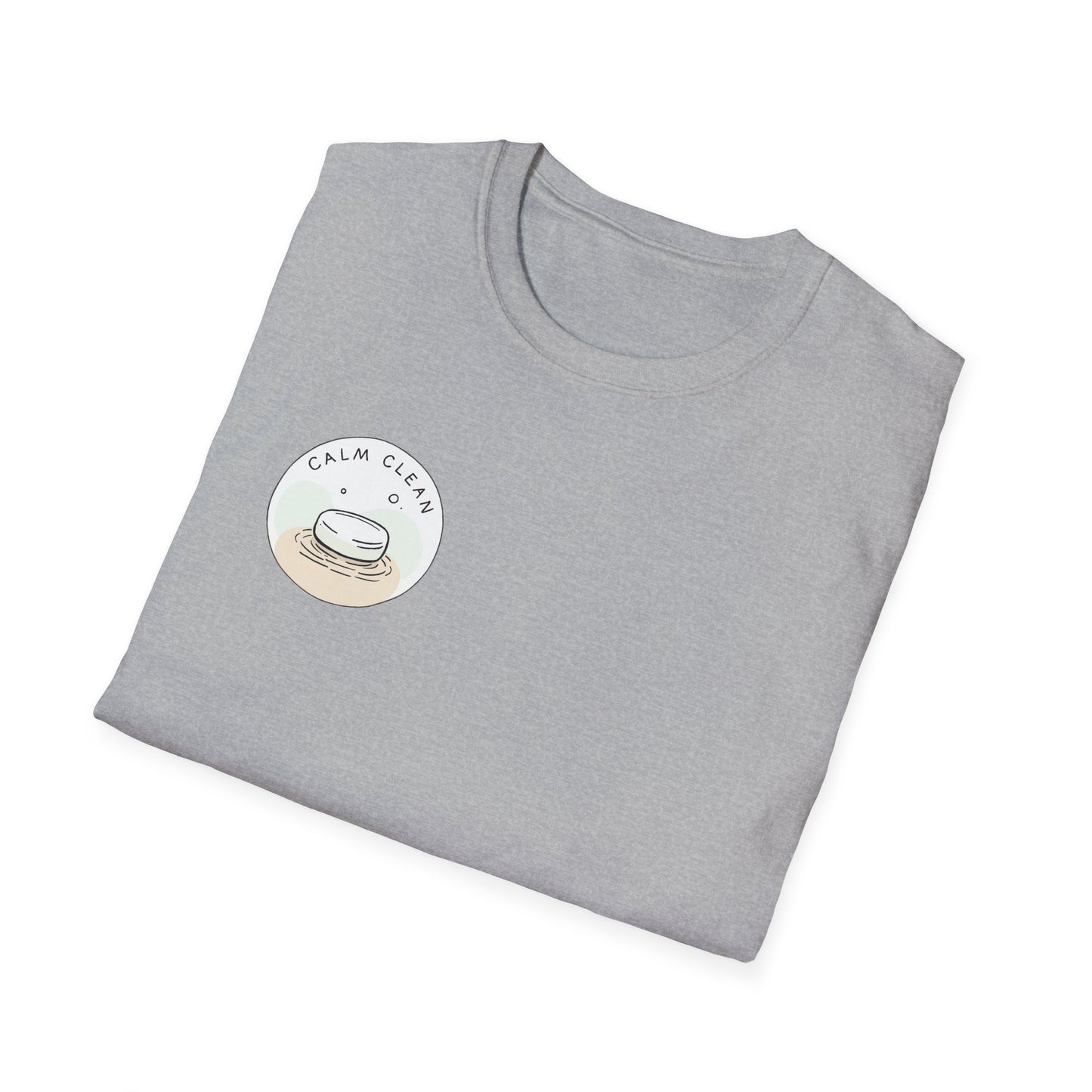 T-Shirt —Calm Clean Business Logo Front Patch & Scannable QR Code Back