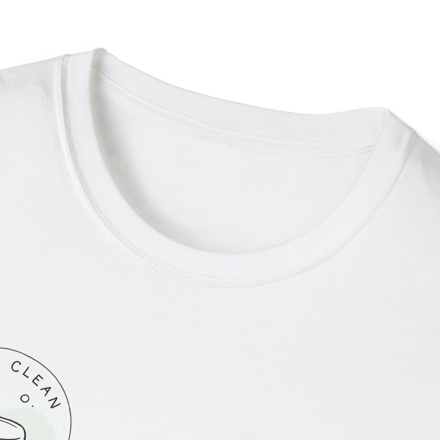T-Shirt —Calm Clean Business Logo Front Patch & Scannable QR Code Back