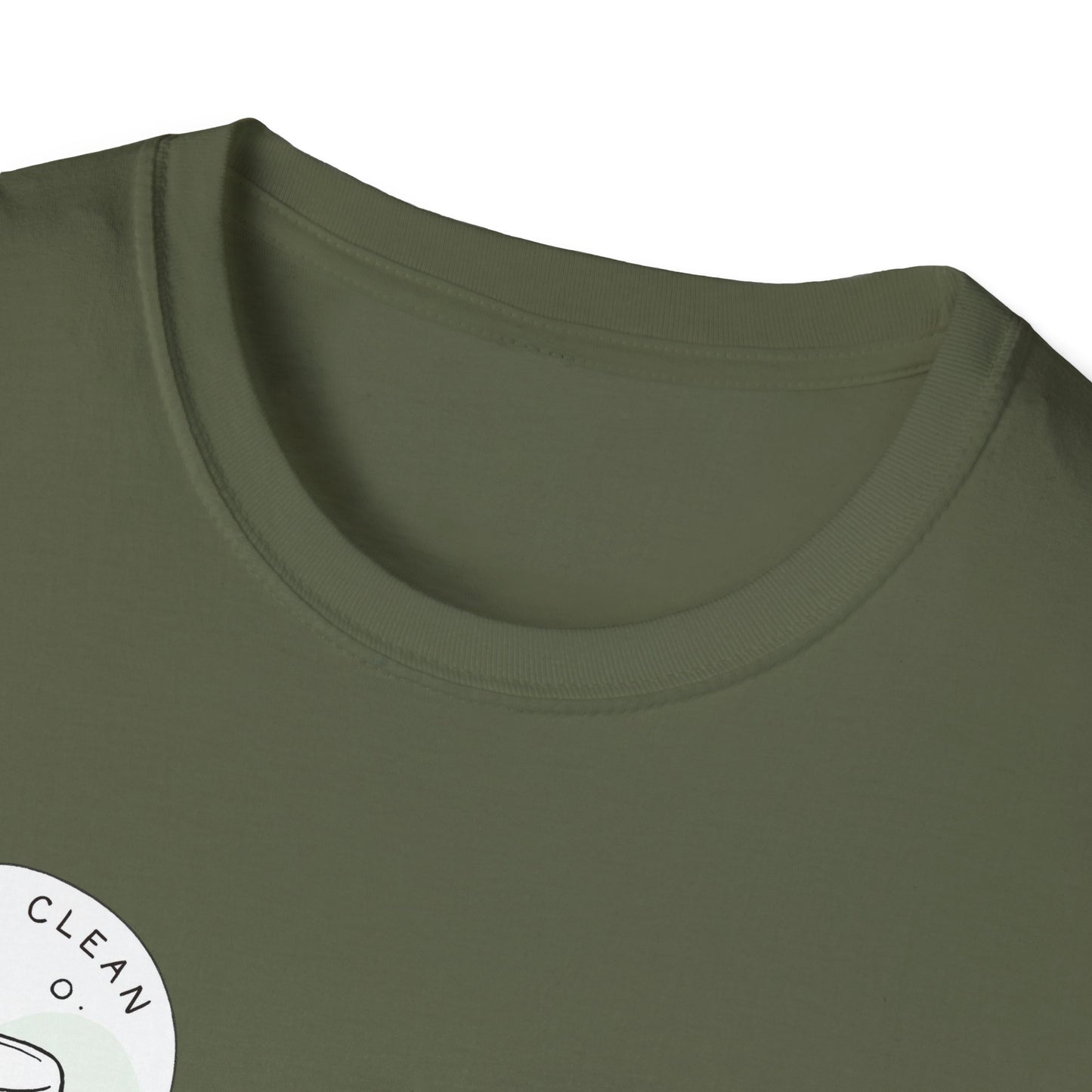 T-Shirt —Calm Clean Business Logo Front Patch & Scannable QR Code Back