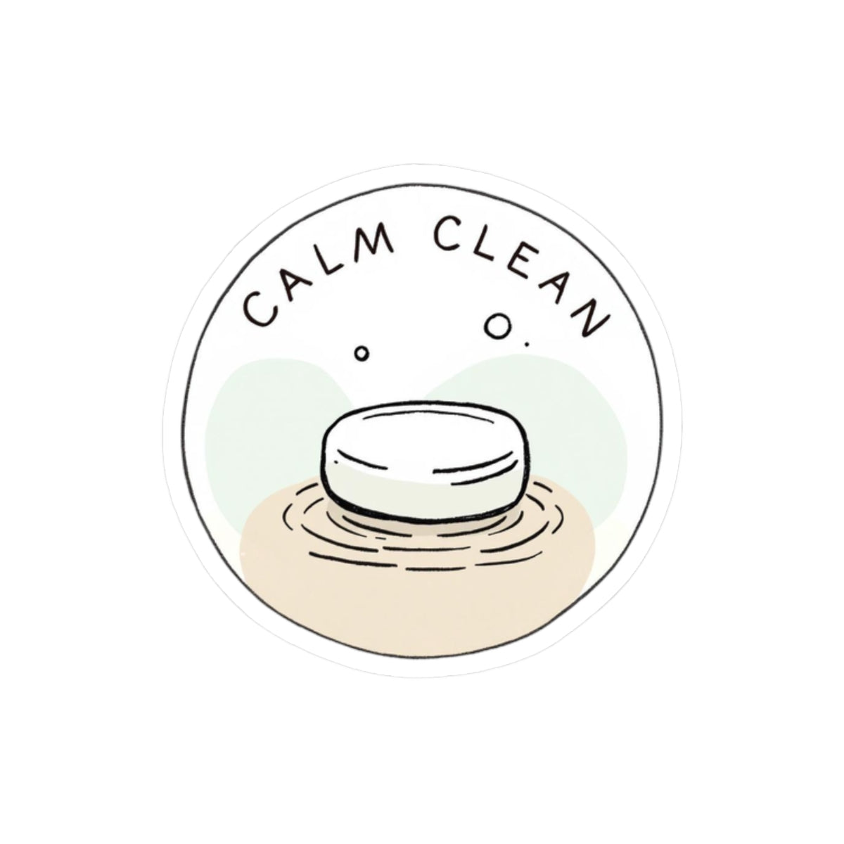 Calm Clean Soap Sticker – Minimal Skincare Kiss-Cut Sticker for Laptops & Journals