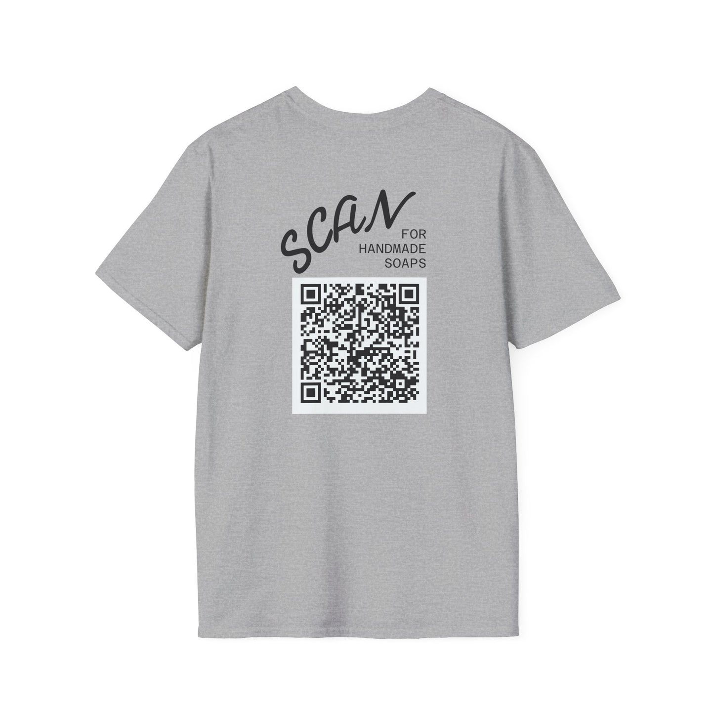 T-Shirt —Calm Clean Business Logo Front Patch & Scannable QR Code Back