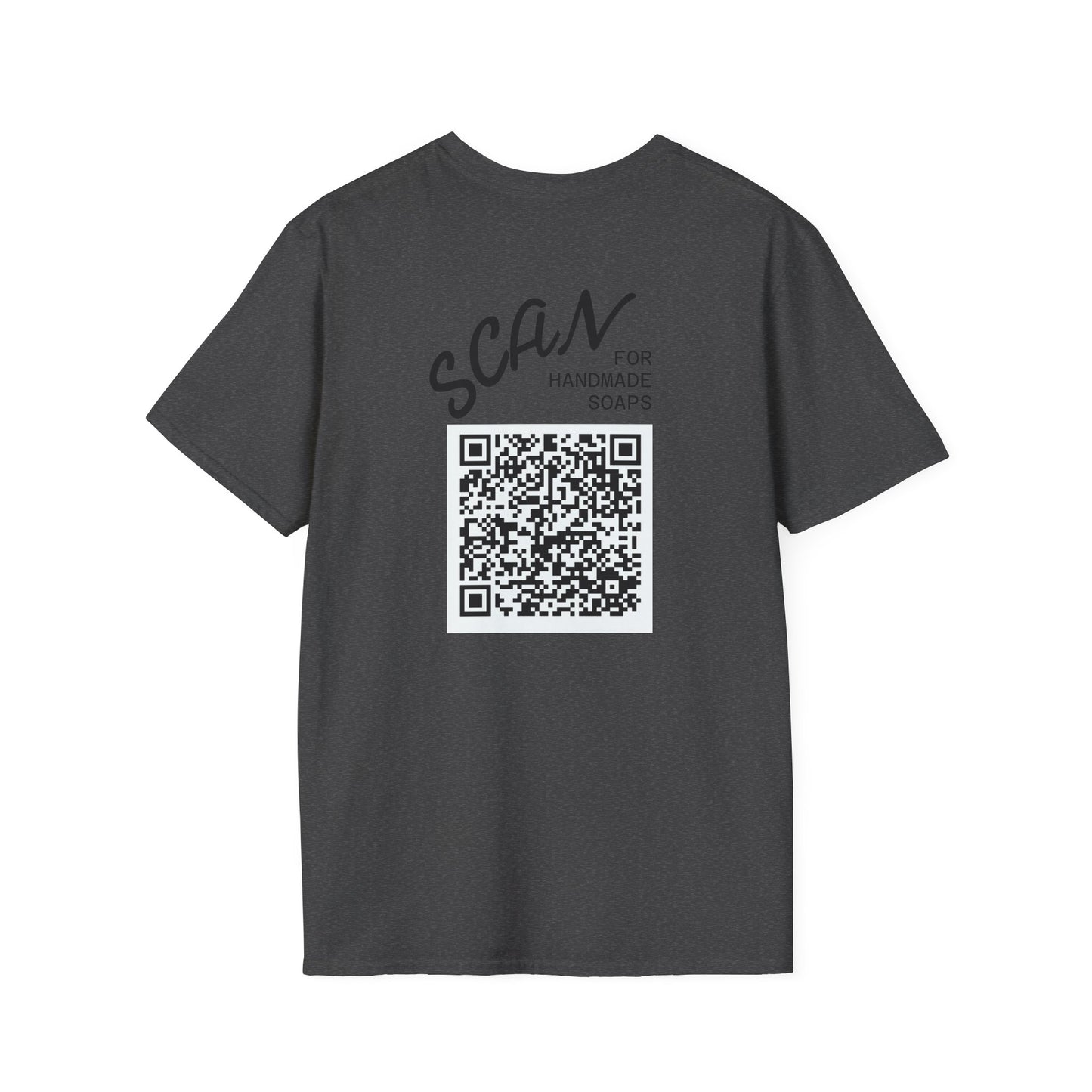 T-Shirt —Calm Clean Business Logo Front Patch & Scannable QR Code Back