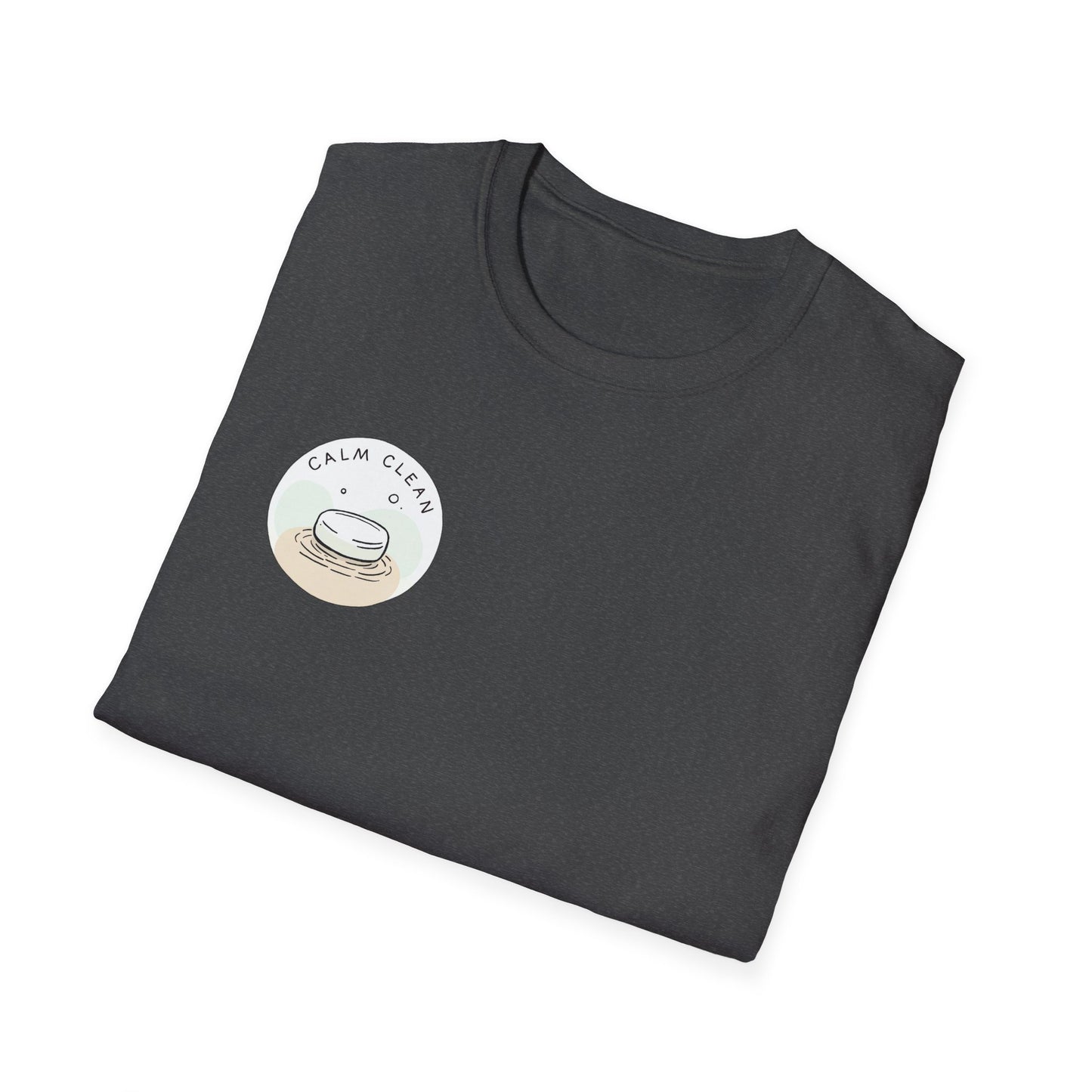 T-Shirt —Calm Clean Business Logo Front Patch & Scannable QR Code Back