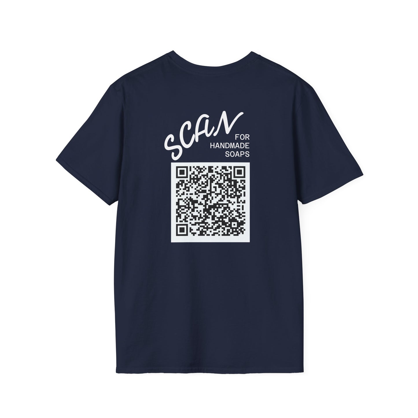 T-Shirt —Calm Clean Business Logo Front Patch & Scannable QR Code Back