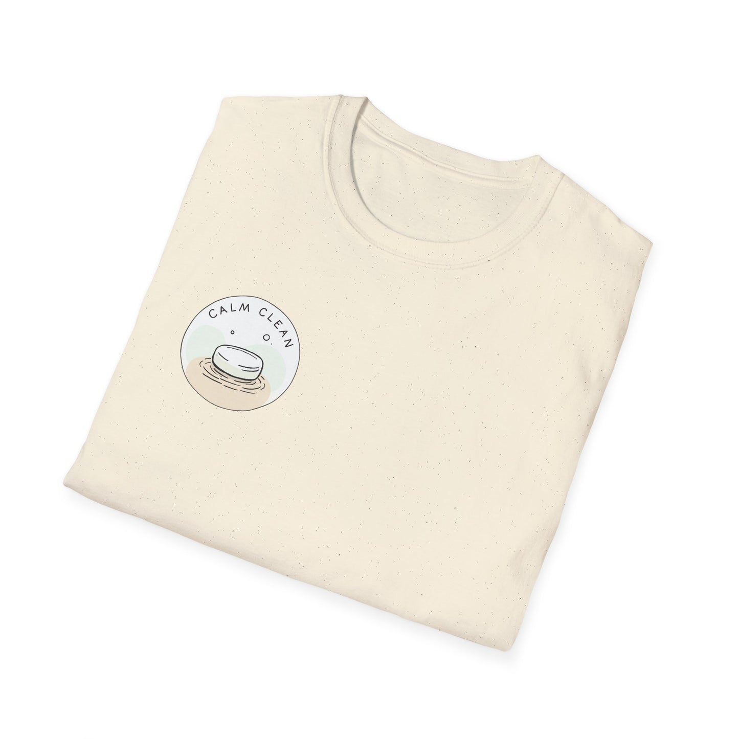 T-Shirt —Calm Clean Business Logo Front Patch & Scannable QR Code Back