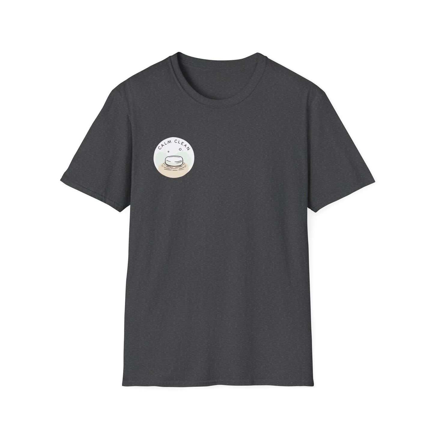 T-Shirt —Calm Clean Business Logo Front Patch & Scannable QR Code Back