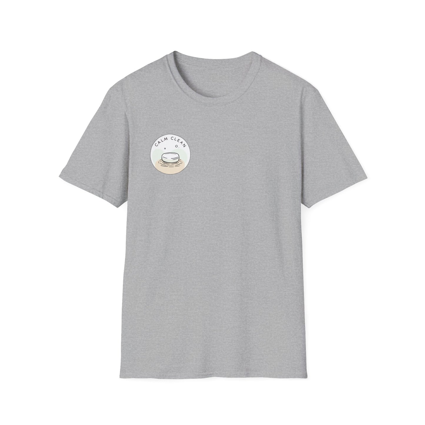 T-Shirt —Calm Clean Business Logo Front Patch & Scannable QR Code Back