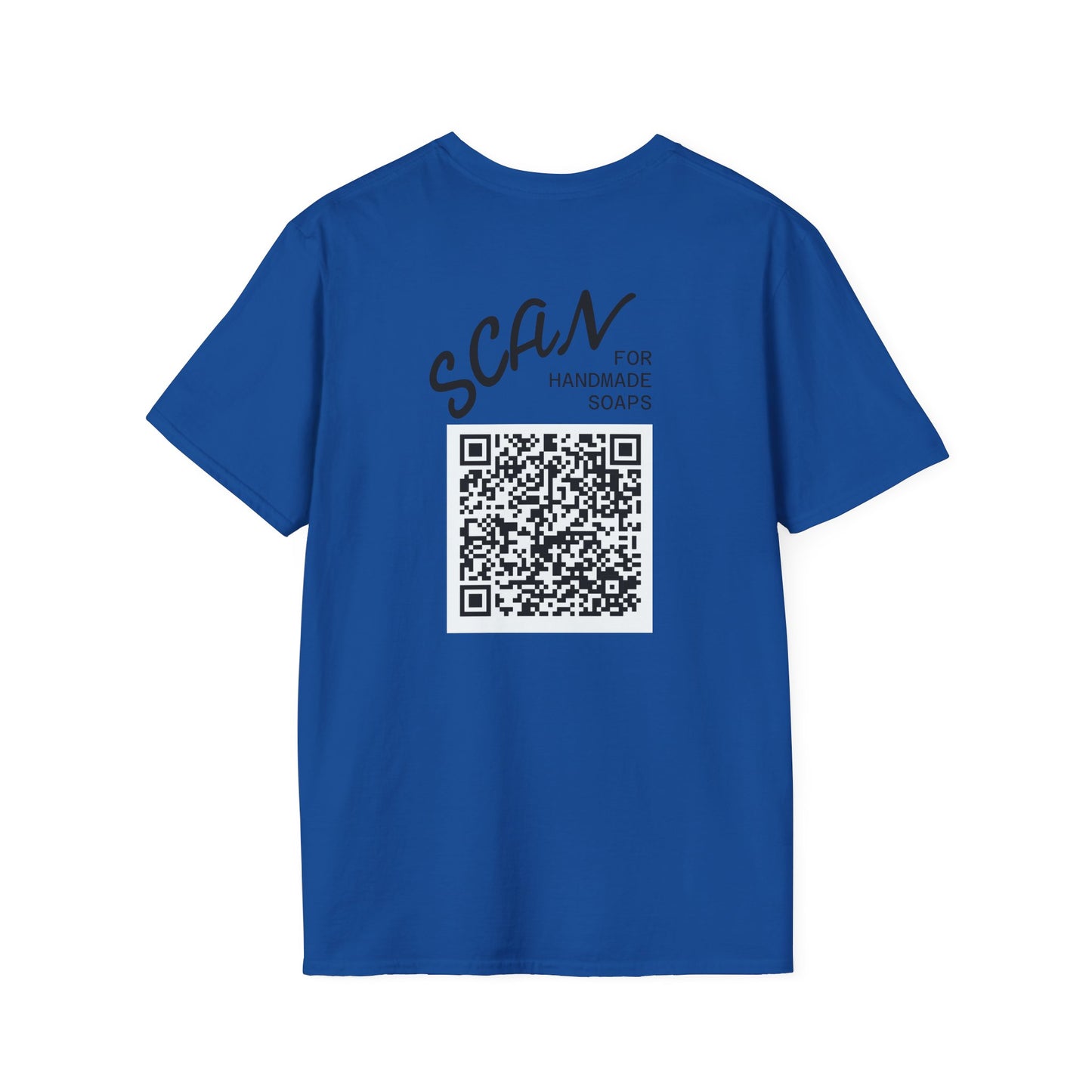 T-Shirt —Calm Clean Business Logo Front Patch & Scannable QR Code Back