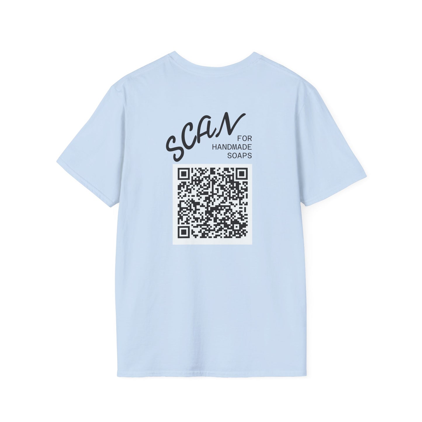 T-Shirt —Calm Clean Business Logo Front Patch & Scannable QR Code Back