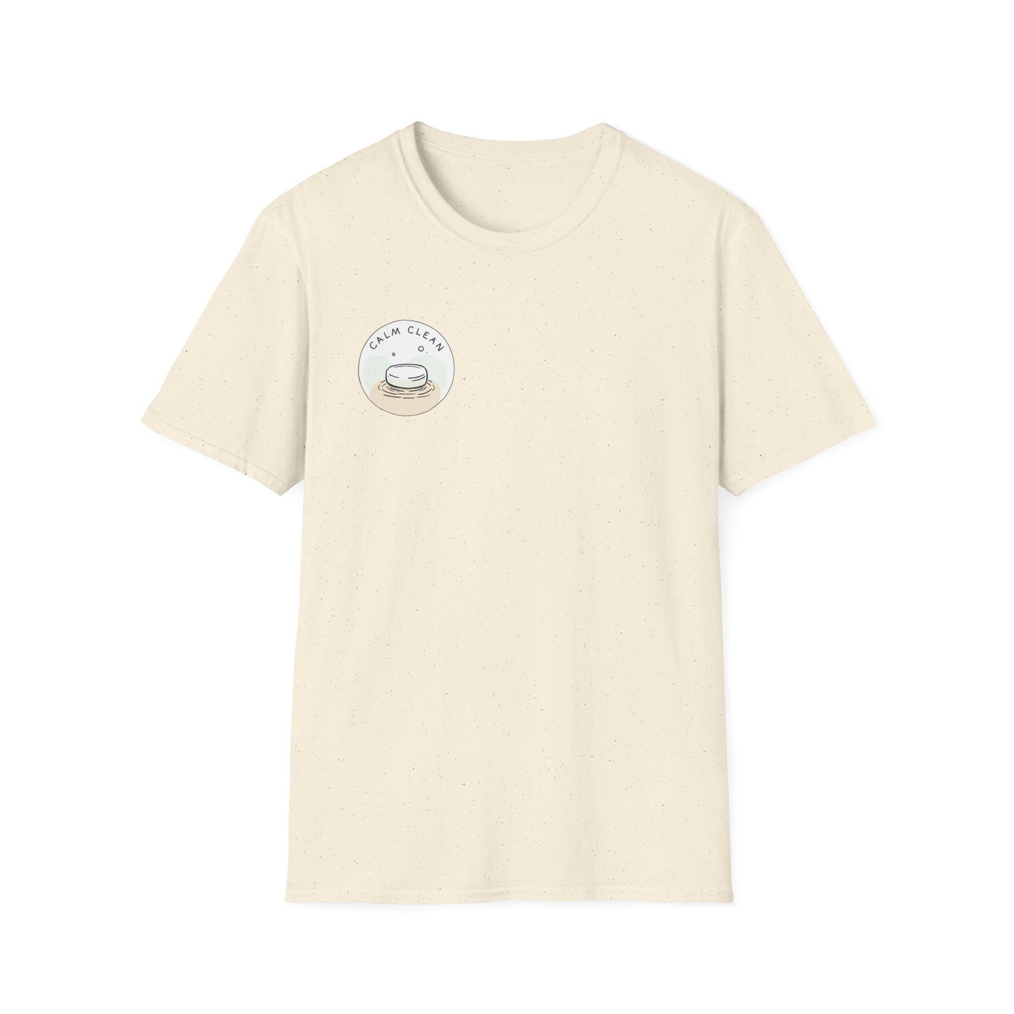T-Shirt —Calm Clean Business Logo Front Patch & Scannable QR Code Back