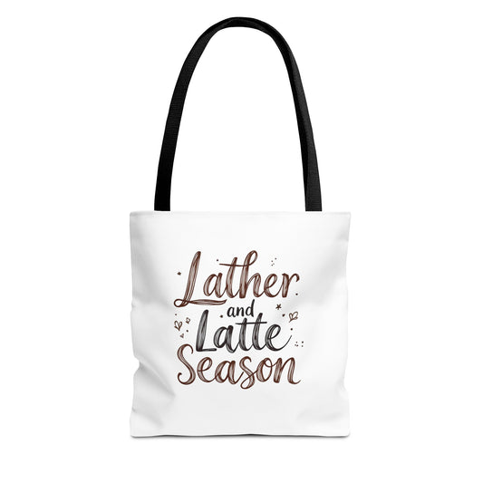 Lather and Latte Season Cute Tote Bag (AOP) Small Soap Business Merch