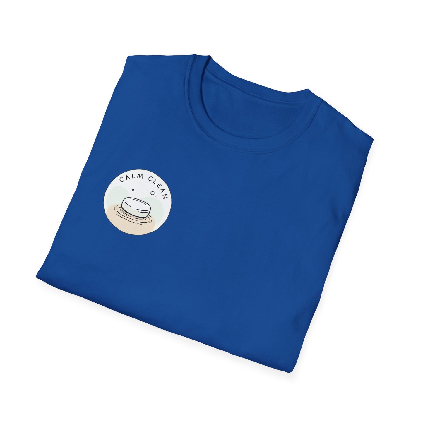 T-Shirt —Calm Clean Business Logo Front Patch & Scannable QR Code Back