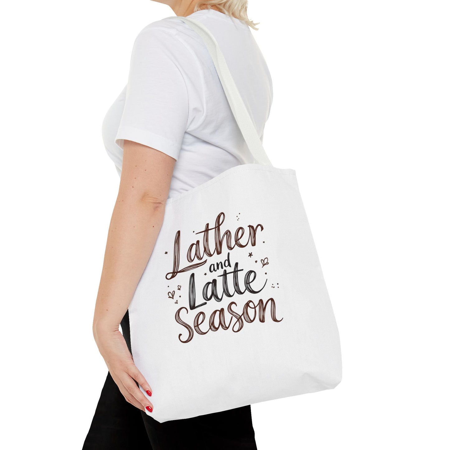 Lather and Latte Season Cute Tote Bag (AOP) Small Soap Business Merch